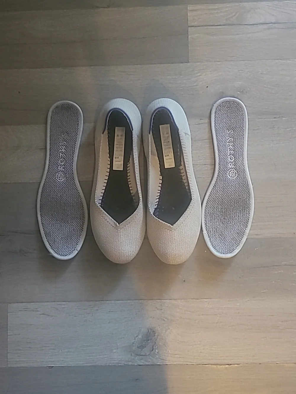 Rothy's The Flat Women's Slip-on Ballet Knit Shoes Size 9 Light Grey - Picture 3 of 5